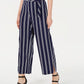 NY Collection Women's Striped Belted Pants Blue Size Petite Medium