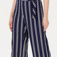 NY Collection Women's Striped Belted Pants Blue Size Petite Medium