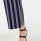NY Collection Women's Striped Belted Pants Blue Size Petite Medium