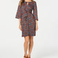 NY Collection Women's Printed Faux Wrap Dress Red Size Petite Large