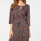 NY Collection Women's Printed Faux Wrap Dress Red Size Petite Large