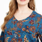 NY Collection Women's Plus Printed Removable Necklace Top Blue Size 2X