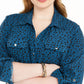 NY Collection Women's Polka Dot Button Down Shirt Blue Size 2X