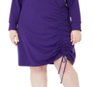 NY Collection Women's Plus Ruched Hem Dress Purple Size 3X