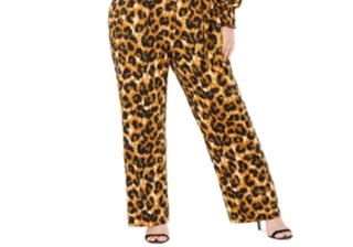 NY Collection Women's Faux Wrap Jumpsuit Brown Size 2X