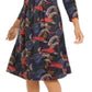 NY Collection Women's Paisley Print Knee Midi Dress Black Size Petite Medium