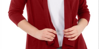 NY Collection Women's Open-Front Cardigan Red Size Petite Large