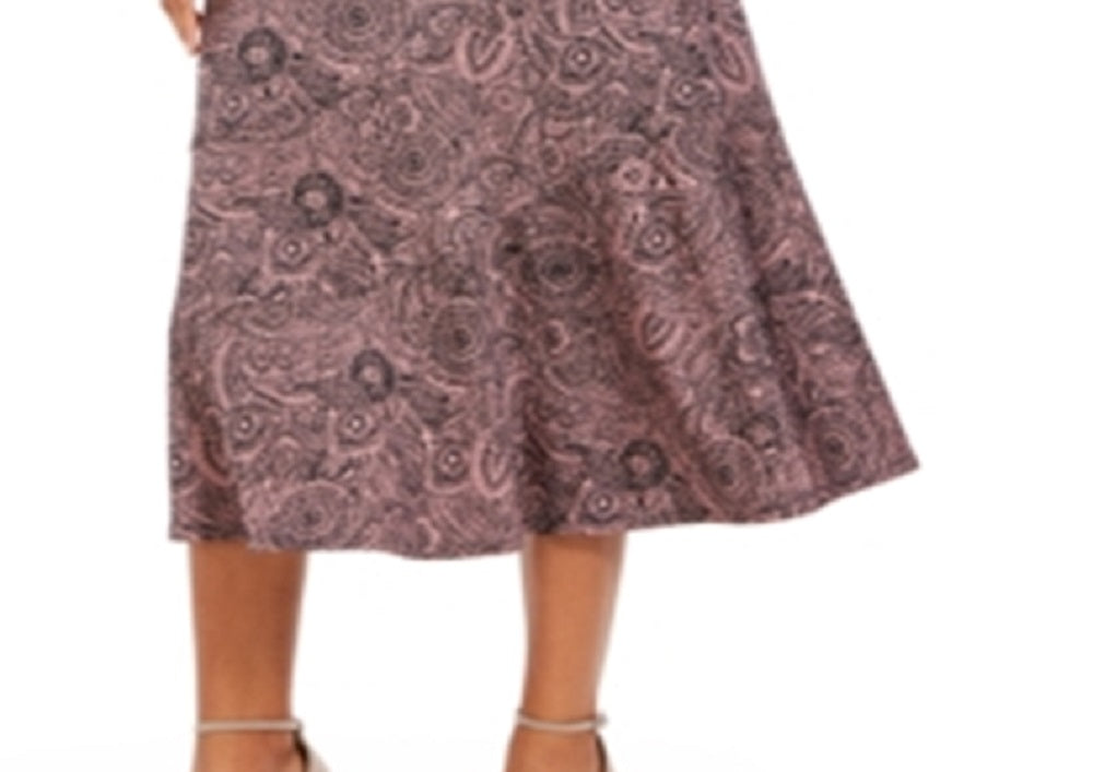 NY Collection Women's Printed Midi Skirt Pink Size Petite Medium