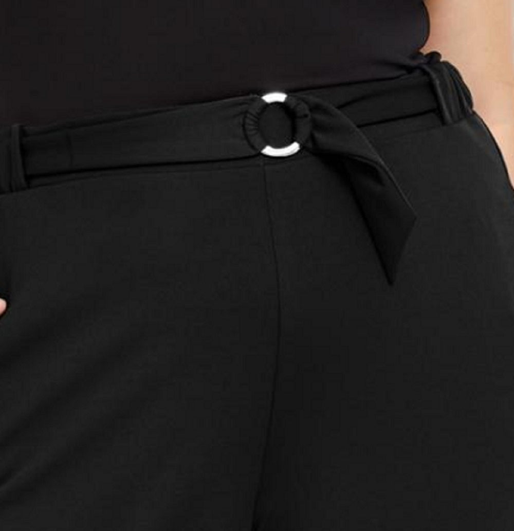 NY Collection Womne's Ring Belt Pants Black Size 2X