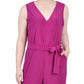 NY Collection Women's Surplice Belted Wide Leg Jumpsuit Purple Size Petite X-Large