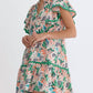 Entro - Leaf Print V-Neck Mini Dress