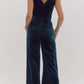 Entro - Velvet Sequin Bow Shoulder Jumpsuit