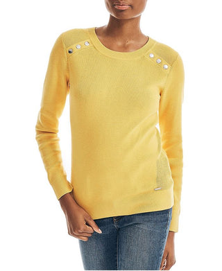 Nautica Women's Sustainably Crafted Rib Knit Sweater Yellow Size Small