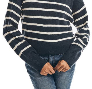 Nautica Women's Striped Quarter Zip Sweater Blue Size Large