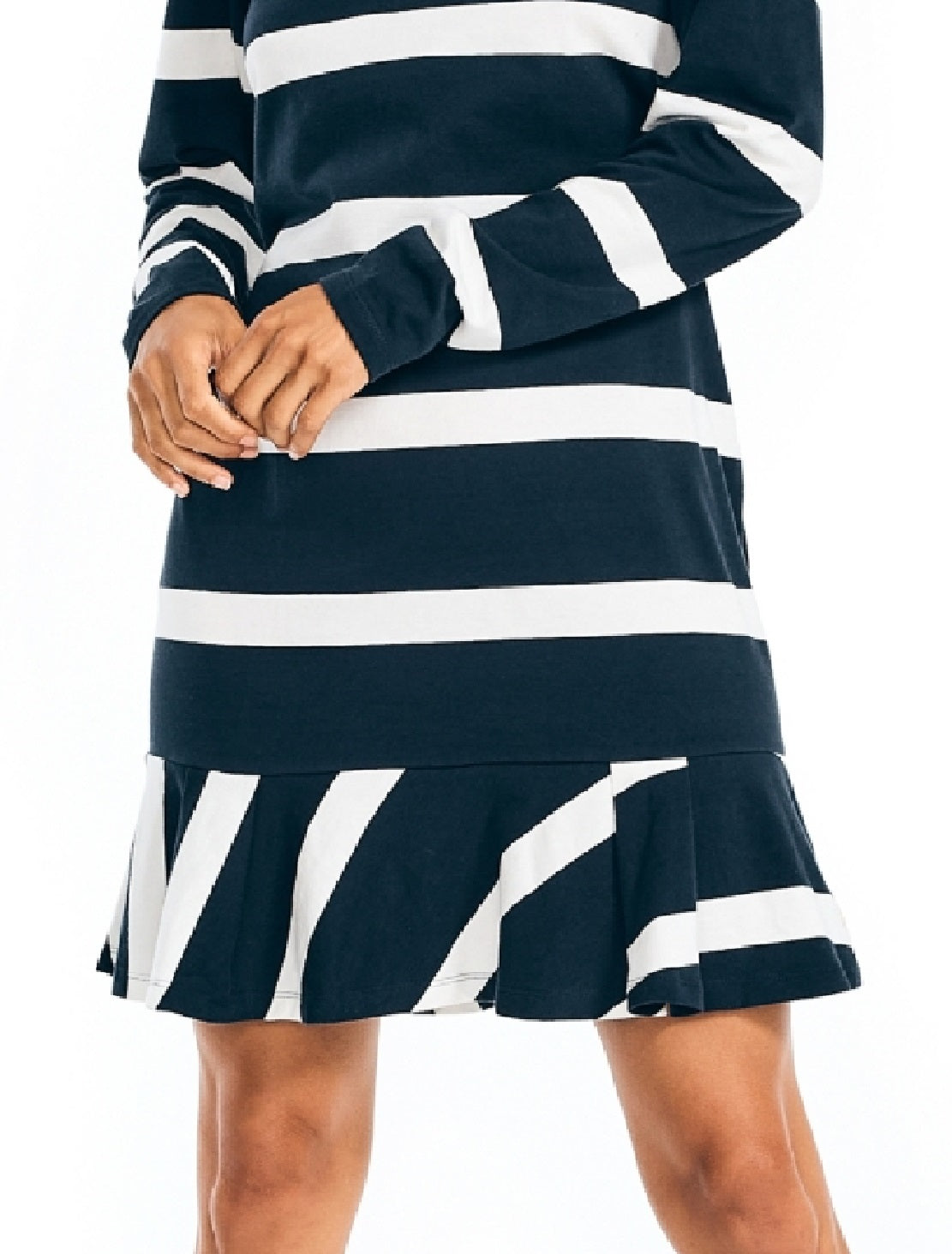 Nautica Women's Rugby Striped Long Sleeve Dress Blue Size X-Large