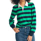 Nautica Women's Puff Sleeve Rugby Top Green Size Large
