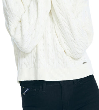 Nautica Women's Cropped Cable Knit Sweater White Size XX-Large