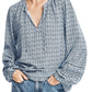Nautica Women's Crafted Printed Top Blue Size X-Large