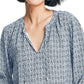 Nautica Women's Crafted Printed Top Blue Size X-Large