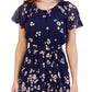 Sandra Darren Women's Printed Flutter Sleeve A Line Dress Blue Size 10