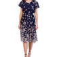 Sandra Darren Women's Printed Flutter Sleeve A Line Dress Blue Size 10