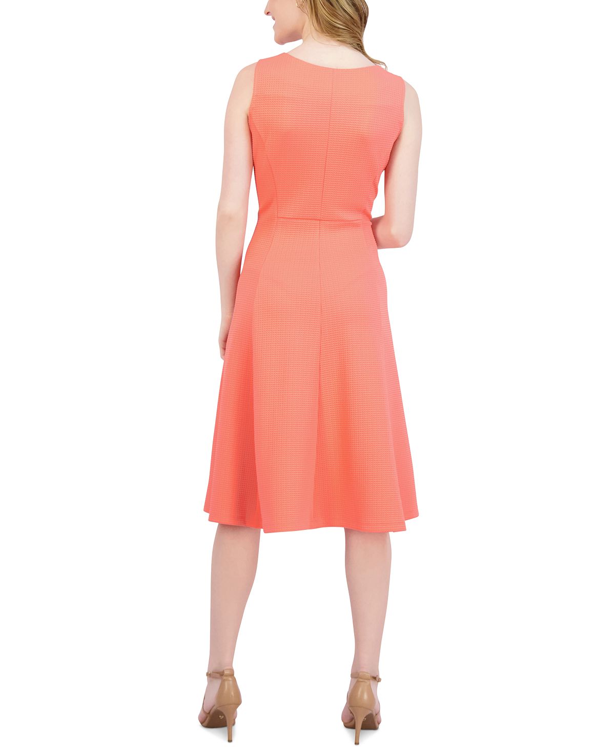 Sandra Women's Darren Textured Keyhole Fit & Flare Dress Pink Size Medium