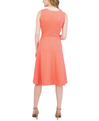 Sandra Women's Darren Textured Keyhole Fit & Flare Dress Pink Size Medium