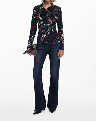 Desigual - Button Up Velvet Burnout Blouse