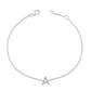 10K White Gold Diamond Accent "A" Initial Charm and Link Bracelet