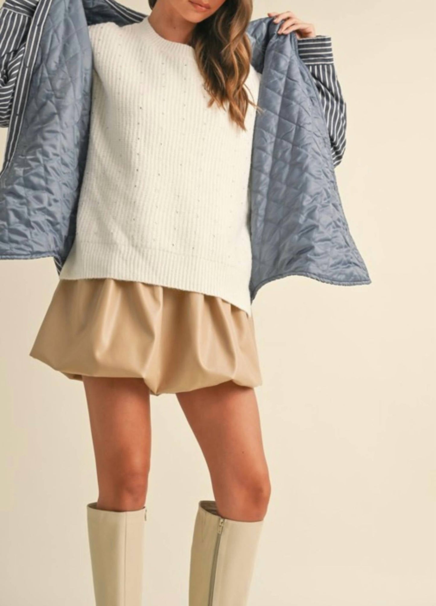 Klesis - Striped Padded Oversized Shacket