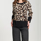 Apny - Leopard Pullover Sweater With Wide Cuffs