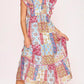 Trendsi - Umgee Full Size Tie Neck Double Layered Ruffle Sleeve Midi Dress Plus Size