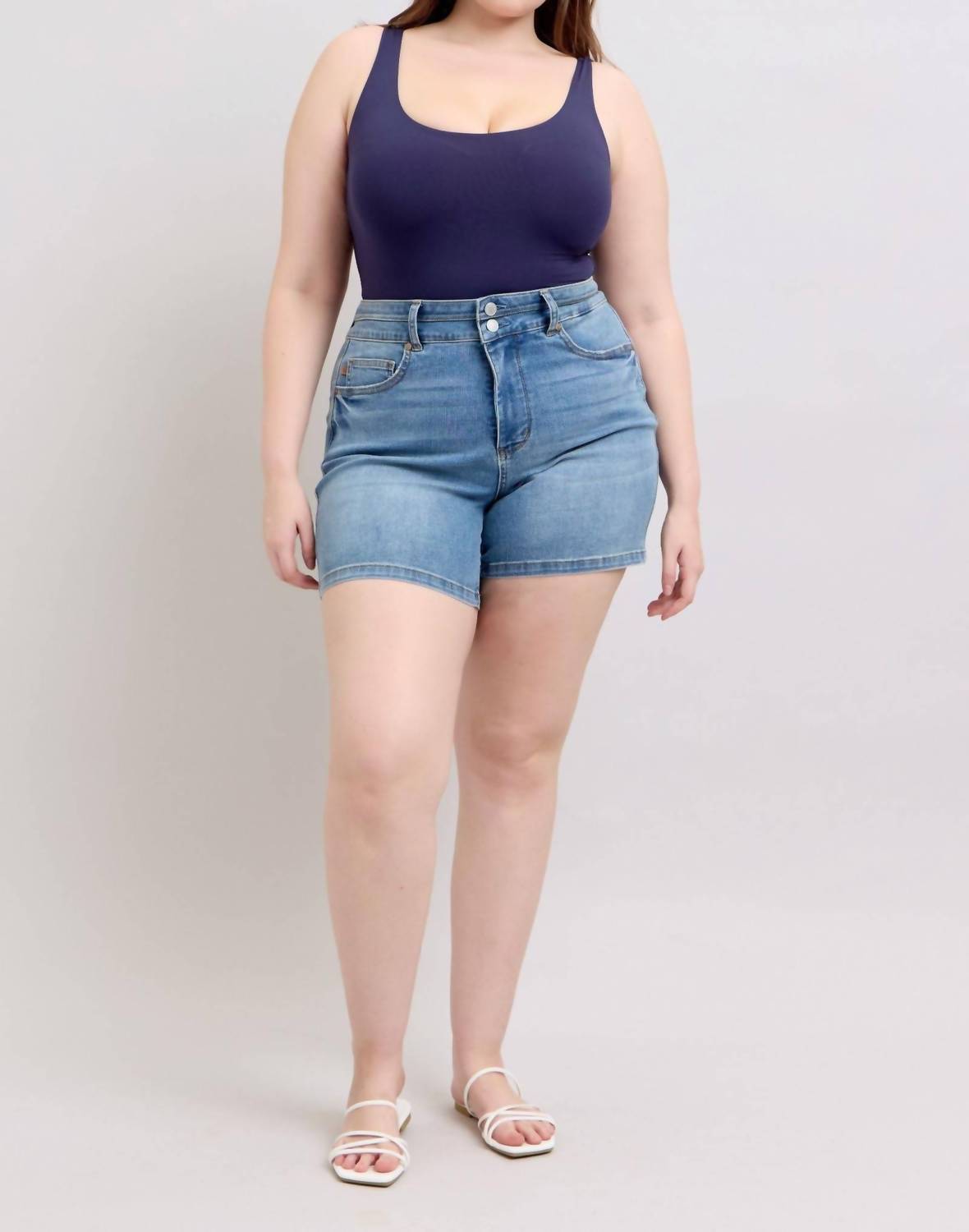 Judy Blue - High Waist Tummy Control Double Button Cool Denim Short