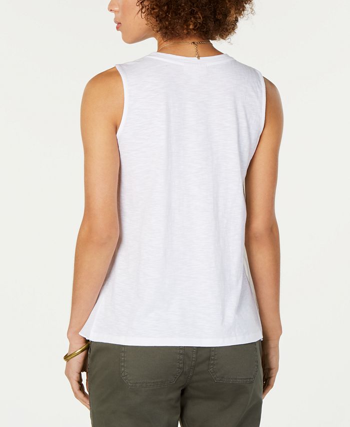 Style & Co Women's Handkerchief Hem Swing Top White Size Large