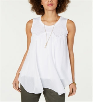 Style & Co Women's Handkerchief Hem Swing Top White Size Large