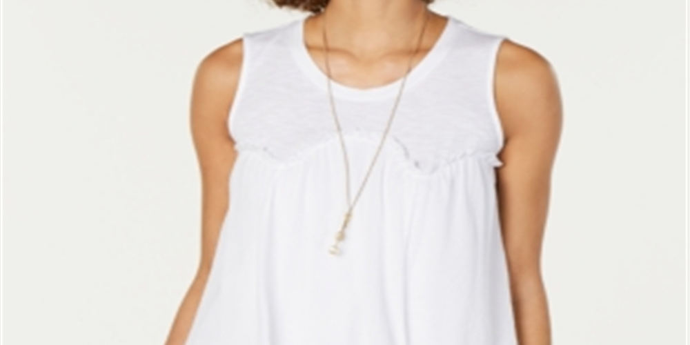 Style & Co Women's Handkerchief Hem Swing Top White Size Large