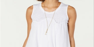 Style & Co Women's Handkerchief Hem Swing Top White Size Large