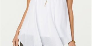 Style & Co Women's Handkerchief Hem Swing Top White Size Large