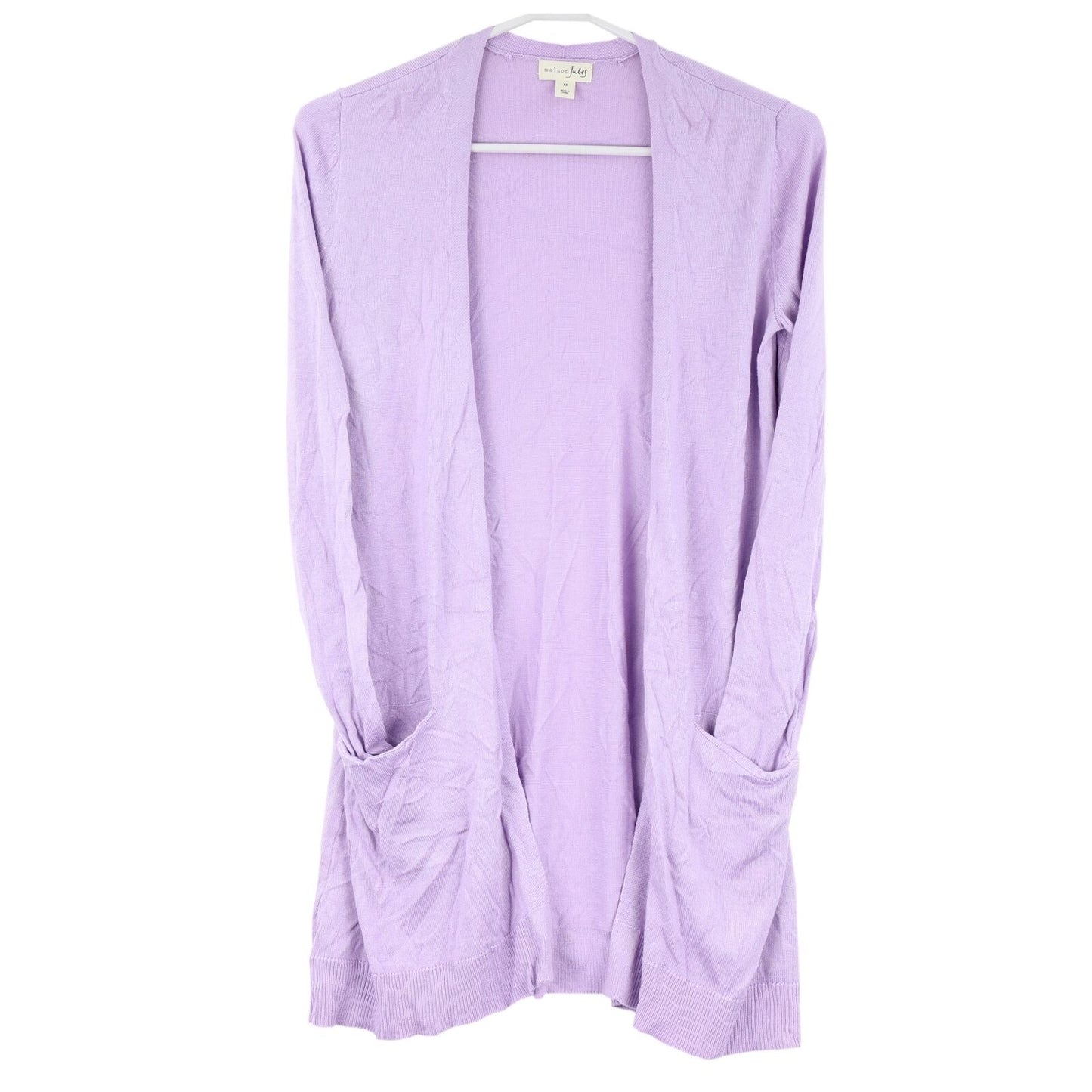 Maison Jules Women's Long Open Front Jersey Cardigan Purple Size X-Small