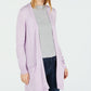 Maison Jules Women's Long Open Front Jersey Cardigan Purple Size X-Small