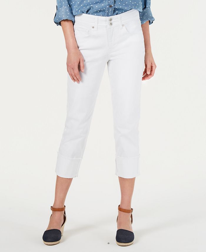 Style & Co Women's High Cuffed Capri Jeans White Size 6