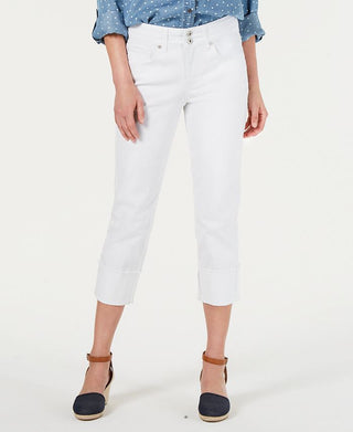 Style & Co Women's High Cuffed Capri Jeans White Size 6