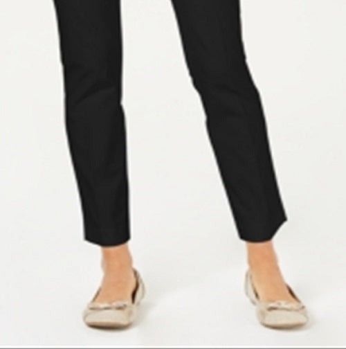 Charter Club Women's Solid Newport Slim Leg Pants Black Size 8 Petite