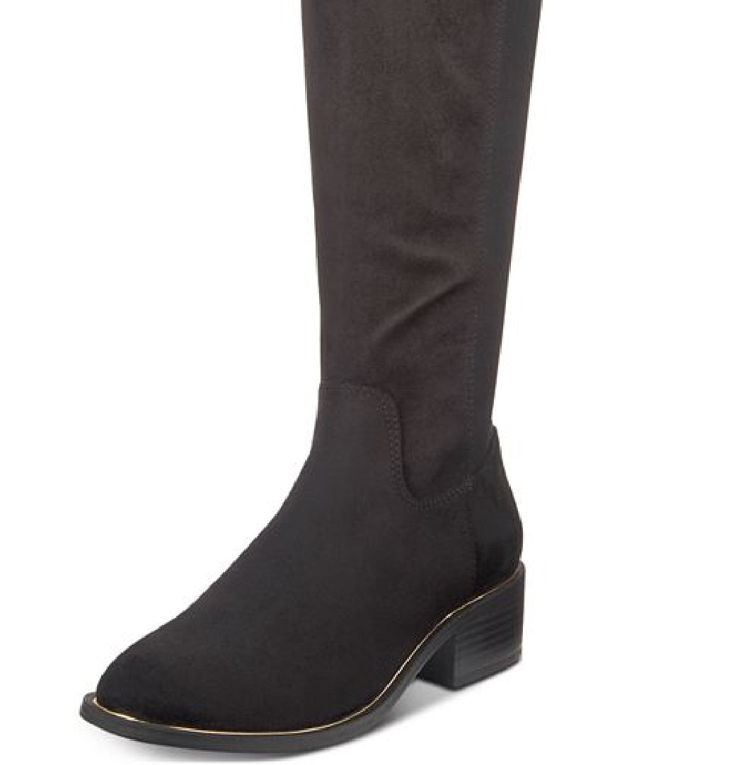 Material Girl Women's Darcell Mixed Media Knee High Riding Boots Black Size 7 M