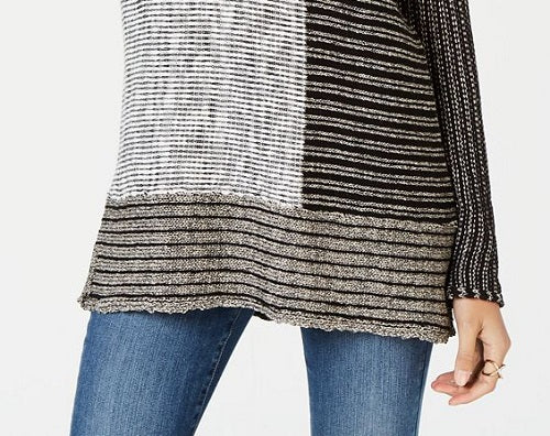Style & Co Women's Long Sleeve Boat Neck Sweater Black Size Medium
