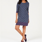 Charter Club Women's Mixed-Print Shift Dress Blue Size Petite X-Large