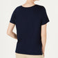 Charter Club Women's Printed Short Sleeve T-Shirt Blue Size Large