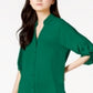 Alfani Women's Roll Tab Tunic Shirt Green Size X-Small