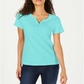 Karen Scott Women's Short Sleeve Henley Top Blue Size XX-Large