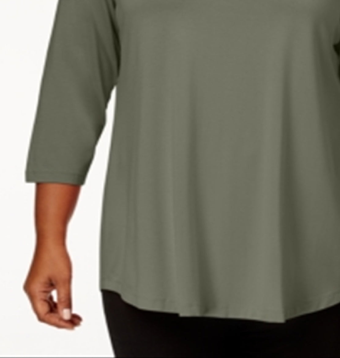 JM Collection Women's Scoopneck Top Green Size 4X